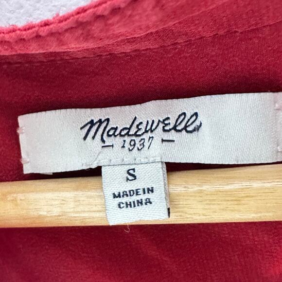 Madewell Ballad‎ Red Silk Embroidered Tunic Top Womans Small Feminine Romantic - Picture 7 of 8